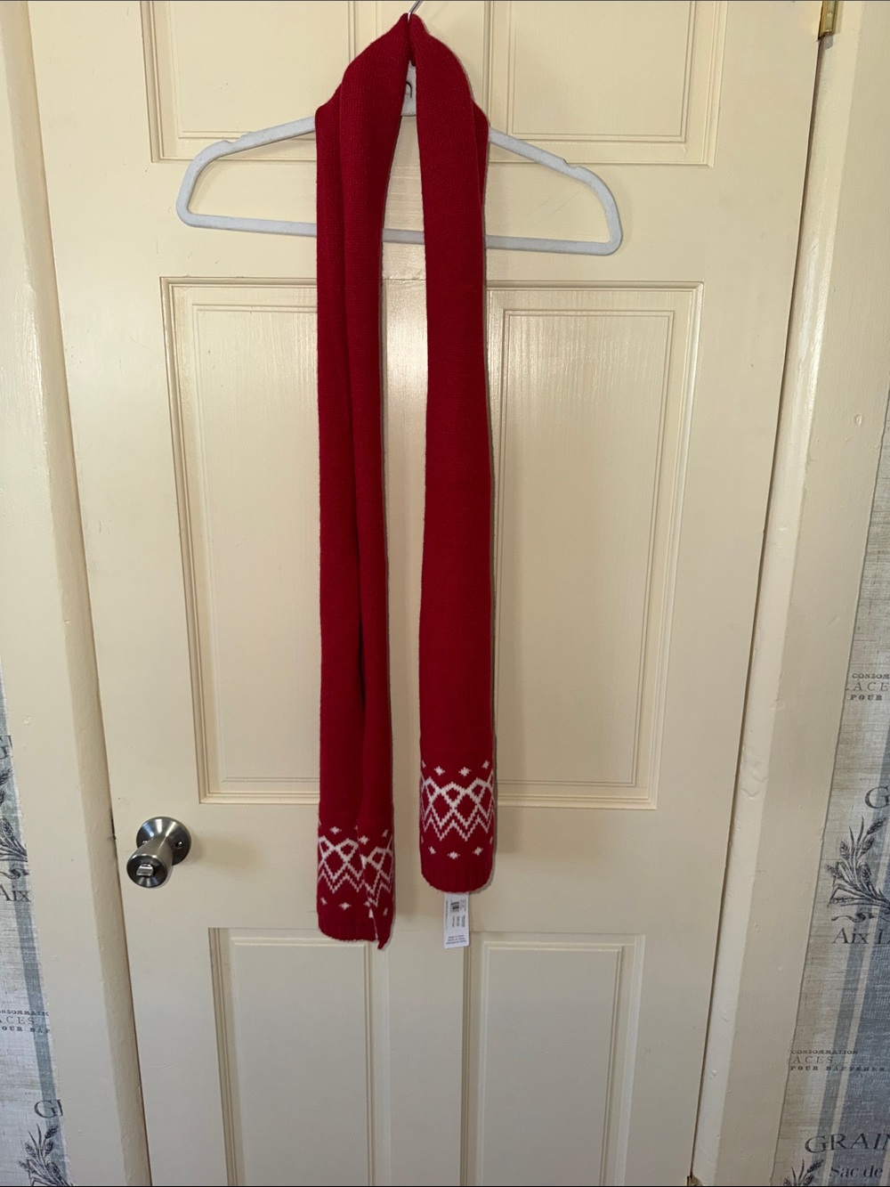 Simply Noelle Red Knit Scarf with Fair Isle Ends